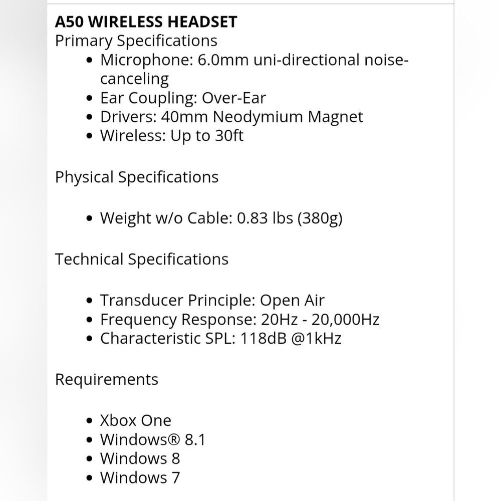 XBOX ONE LOGITECH ASTRO A50 GEN 4 GAMING HEADPHONES - Picture 12 of 14